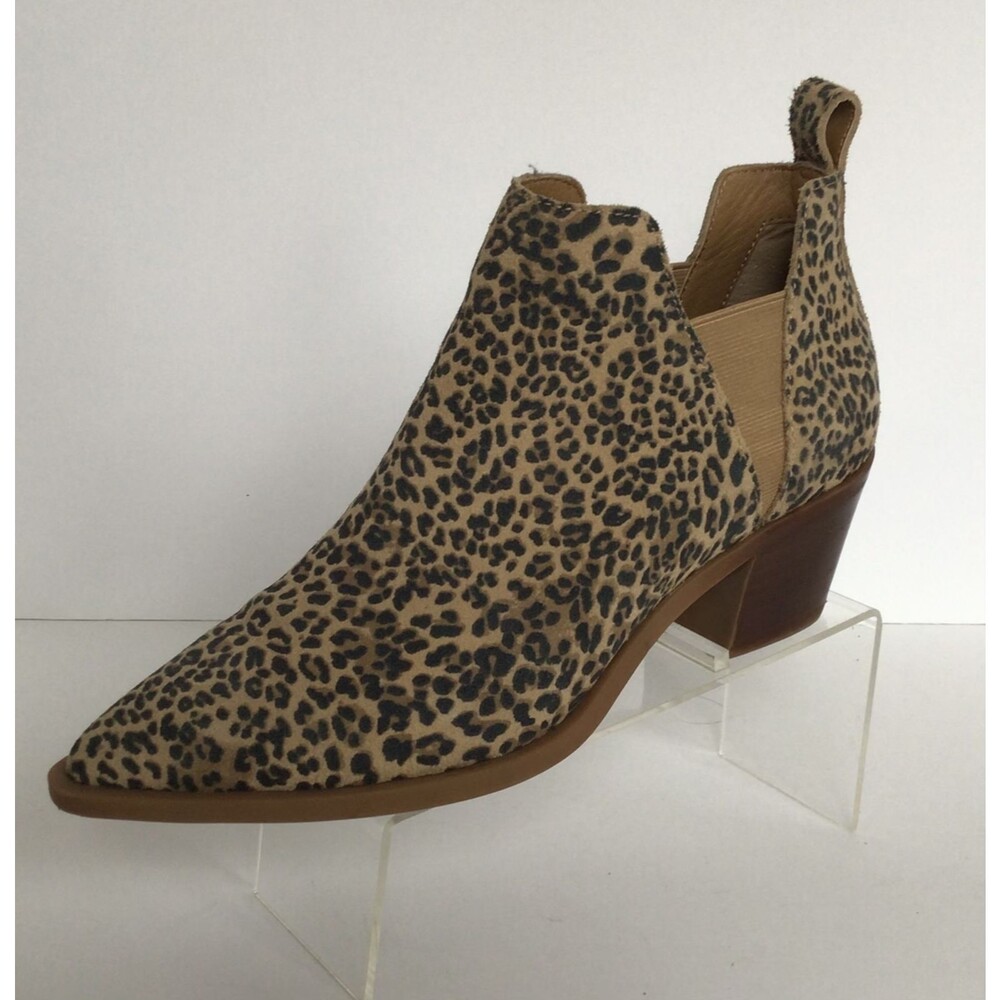 DOLCE VITA Samy Dusted Suede Tan/Black Leopard Print Ankle Booties (Size 6.5 M)